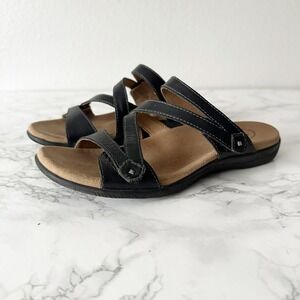 Taos‎ Double U Women's Black Leather Strappy Slip On Comfort Sandals Size 7